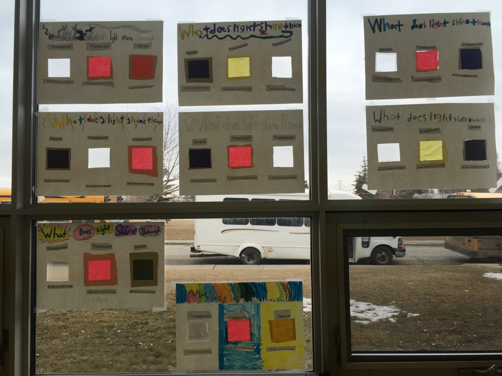 All our posters up on the window.